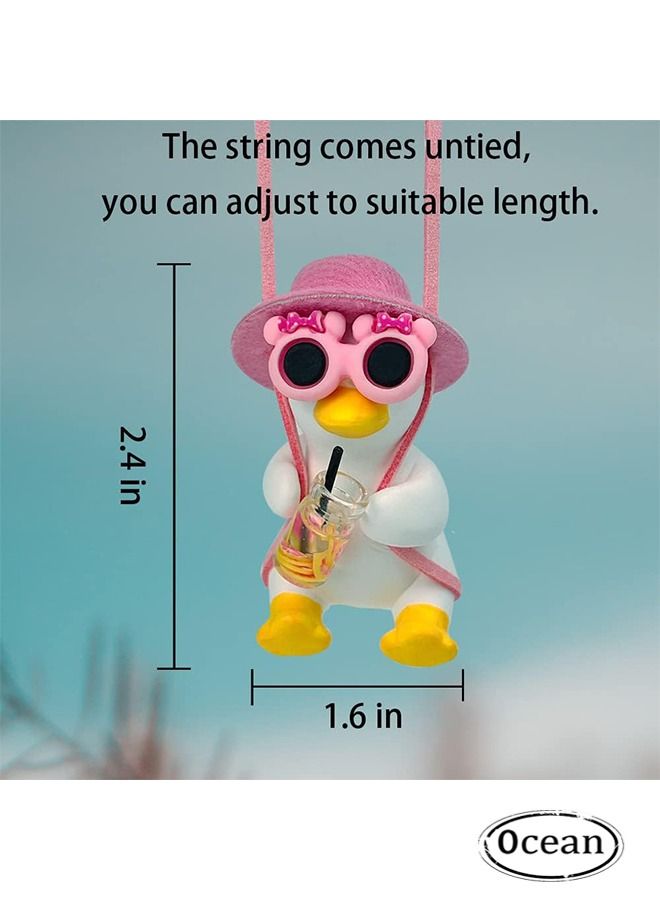 general Cool Swinging Duck Car Hanging Ornament, Pendant for Interior Rearview Mirror Decoration, and Car Rear View Mirror Hanging Accessories - Image 2