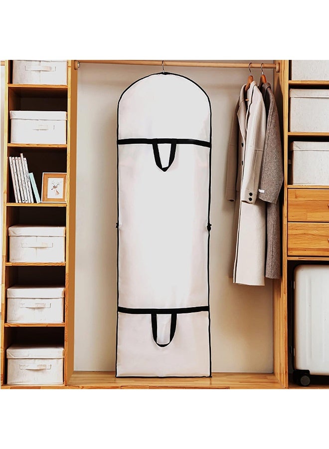 JCB CHIC حقيبة ملابس طويلة 180 × 60 سم، مجموعة من 3 أغطية ملابس قابلة للطي مزودة بمقابض، حقائب ملابس قابلة للتنفس مزودة بسحاب، حقيبة واقية للملابس مقاومة للغبار، حقيبة ملابس لفساتين الزفاف وفساتين السهرة - Image 3