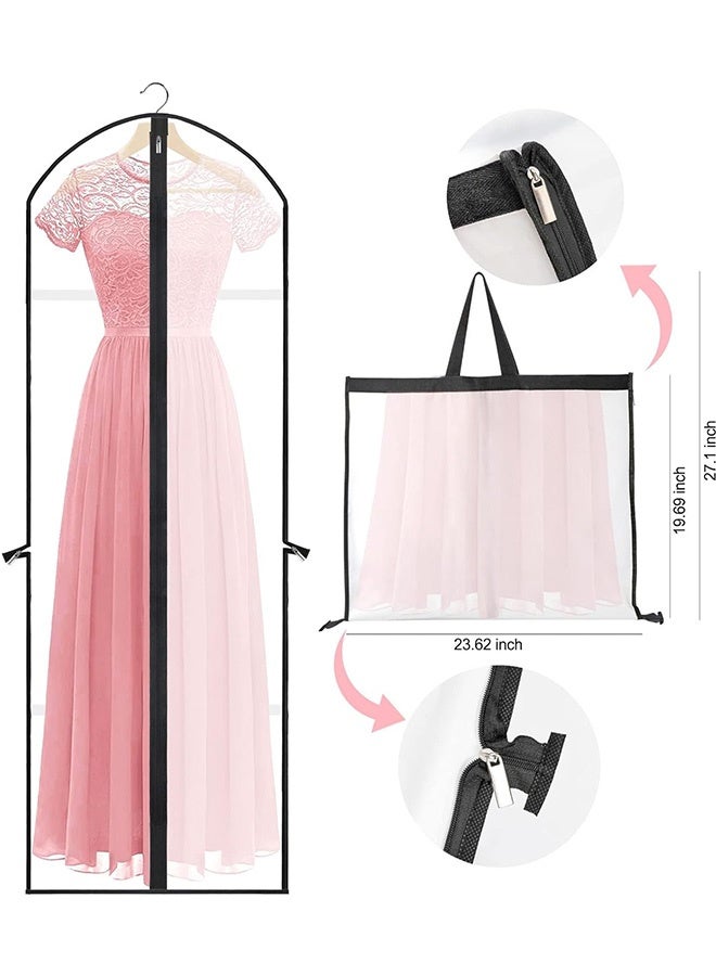 JCB CHIC حقيبة ملابس طويلة 180 × 60 سم، مجموعة من 3 أغطية ملابس قابلة للطي مزودة بمقابض، حقائب ملابس قابلة للتنفس مزودة بسحاب، حقيبة واقية للملابس مقاومة للغبار، حقيبة ملابس لفساتين الزفاف وفساتين السهرة - Image 4