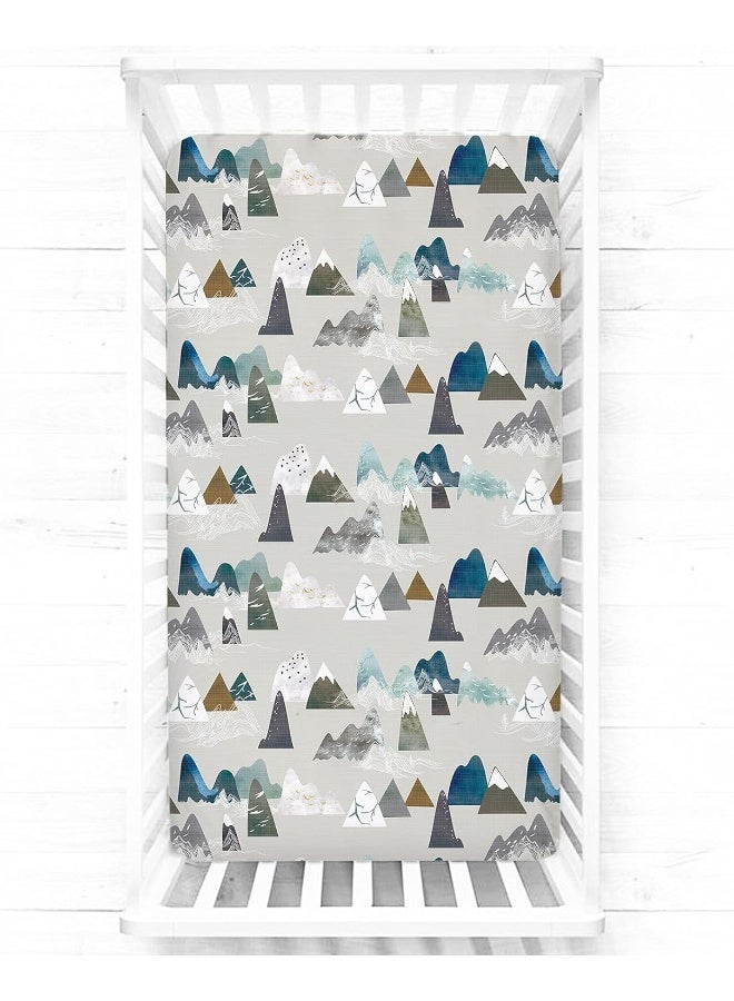 TANOFAR TANOFAR Mountains Baby Boy Crib Sheet Toddler Bed Sheets Soft Breathable Nursery Bedding  - Image 1