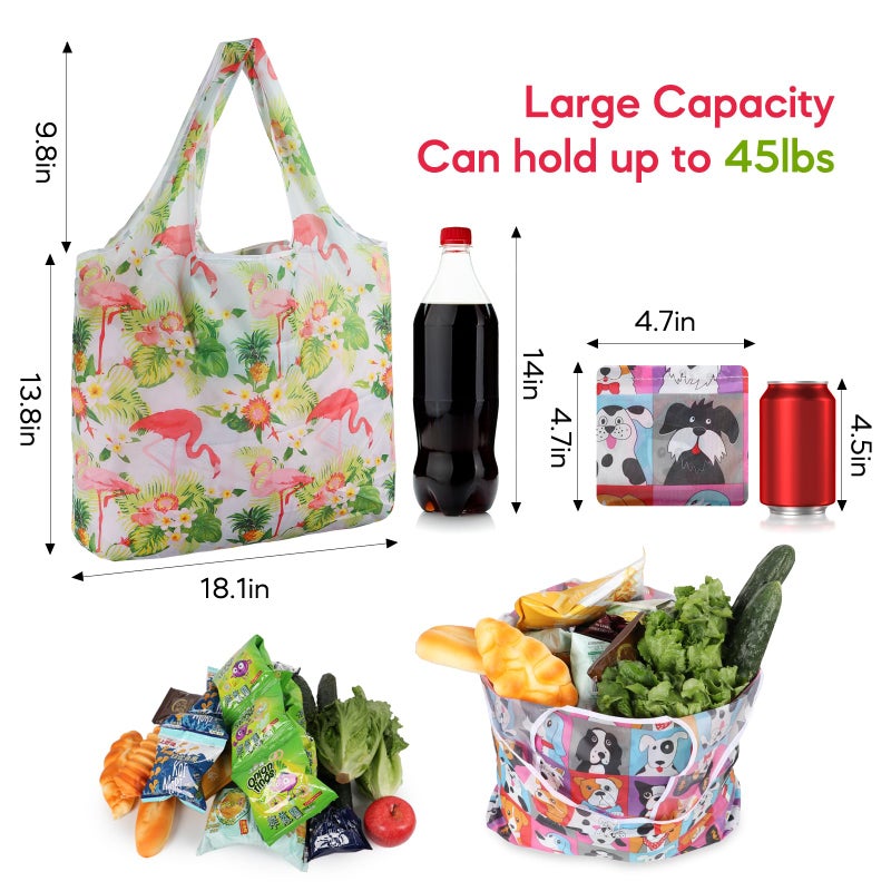 SZUAH Reusable Grocery Bags Foldable 6 Pack -50lbs Heavy Duty Foldable Reusable Shopping Bags, Large Collapsible Tote Set of 6 - Image 3