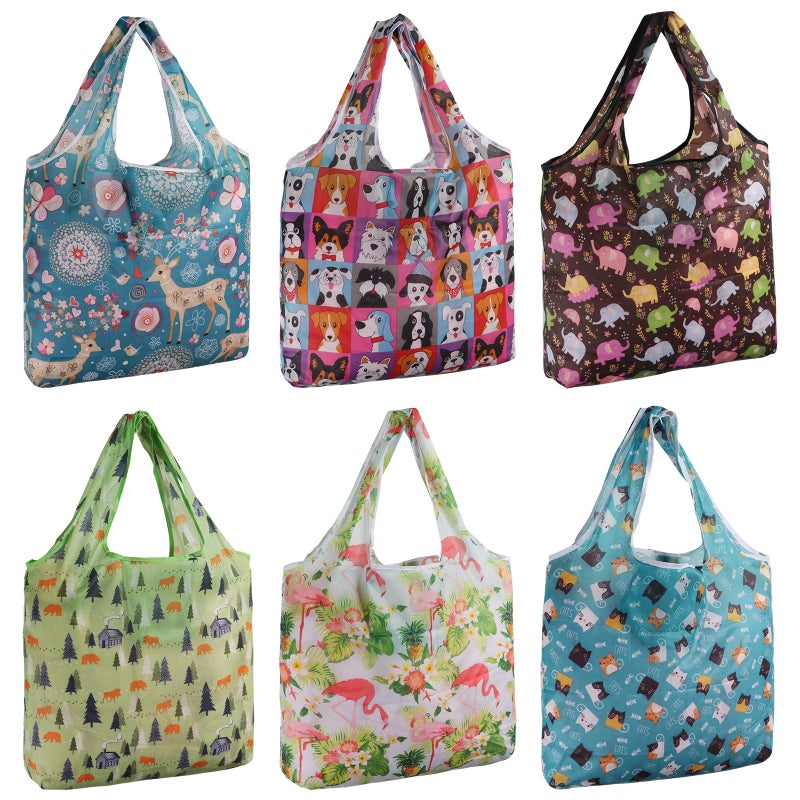 SZUAH Reusable Grocery Bags Foldable 6 Pack -50lbs Heavy Duty Foldable Reusable Shopping Bags, Large Collapsible Tote Set of 6 - Image 1