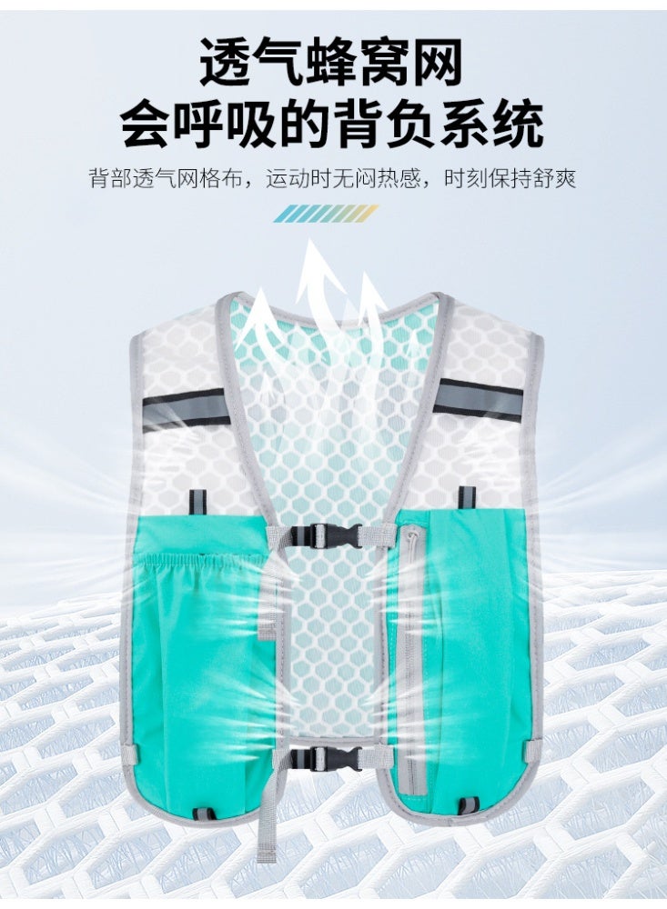 سترة ترطيب قابلة للتنفس للجري، حقائب ظهر خفيفة الوزن عاكسة للجري مع زجاجة مياه ناعمة سعة 500 مل، سترة ترطيب قابلة للتعديل لسباق الماراثون والجري وركوب الدراجات والمشي لمسافات طويلة والتسلق - Image 5