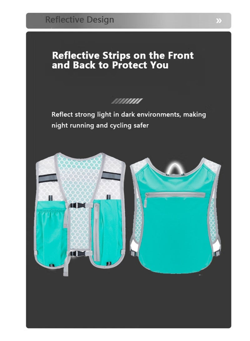 سترة ترطيب قابلة للتنفس للجري، حقائب ظهر خفيفة الوزن عاكسة للجري مع زجاجة مياه ناعمة سعة 500 مل، سترة ترطيب قابلة للتعديل لسباق الماراثون والجري وركوب الدراجات والمشي لمسافات طويلة والتسلق - Image 3