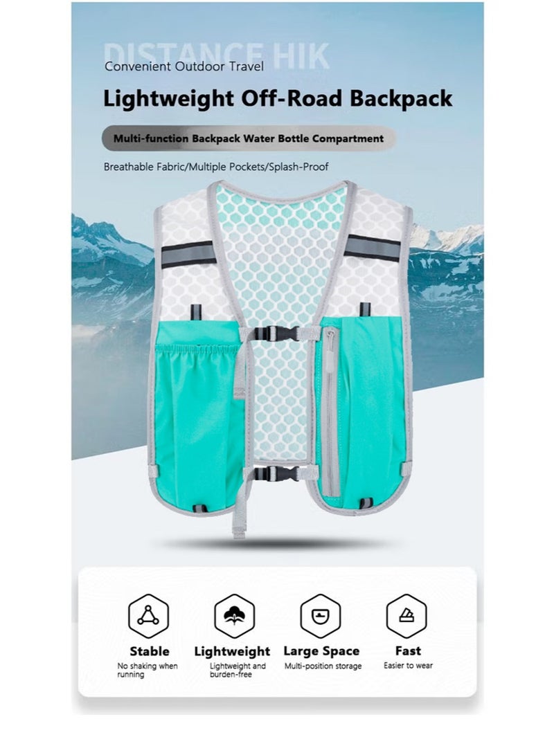 سترة ترطيب قابلة للتنفس للجري، حقائب ظهر خفيفة الوزن عاكسة للجري مع زجاجة مياه ناعمة سعة 500 مل، سترة ترطيب قابلة للتعديل لسباق الماراثون والجري وركوب الدراجات والمشي لمسافات طويلة والتسلق - Image 2