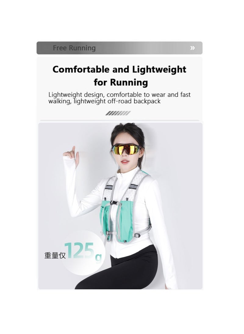 سترة ترطيب قابلة للتنفس للجري، حقائب ظهر خفيفة الوزن عاكسة للجري مع زجاجة مياه ناعمة سعة 500 مل، سترة ترطيب قابلة للتعديل لسباق الماراثون والجري وركوب الدراجات والمشي لمسافات طويلة والتسلق - Image 4