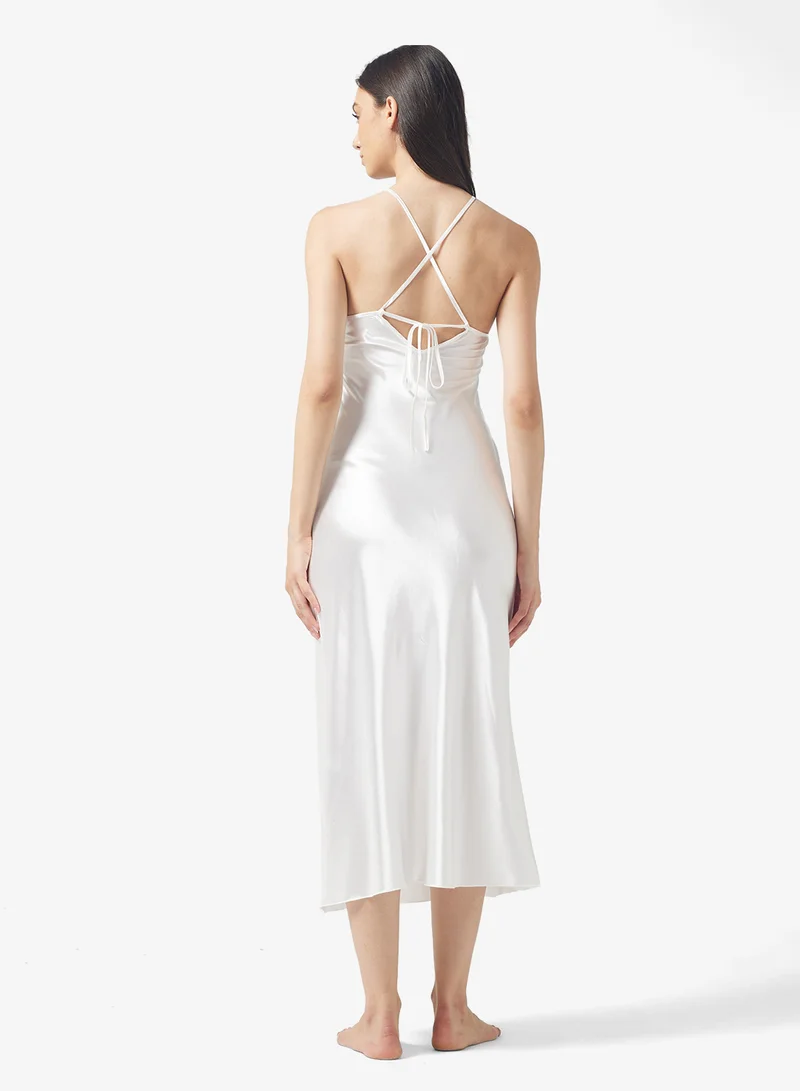 ELLA Halter Neck Night Dress With 3D Floral