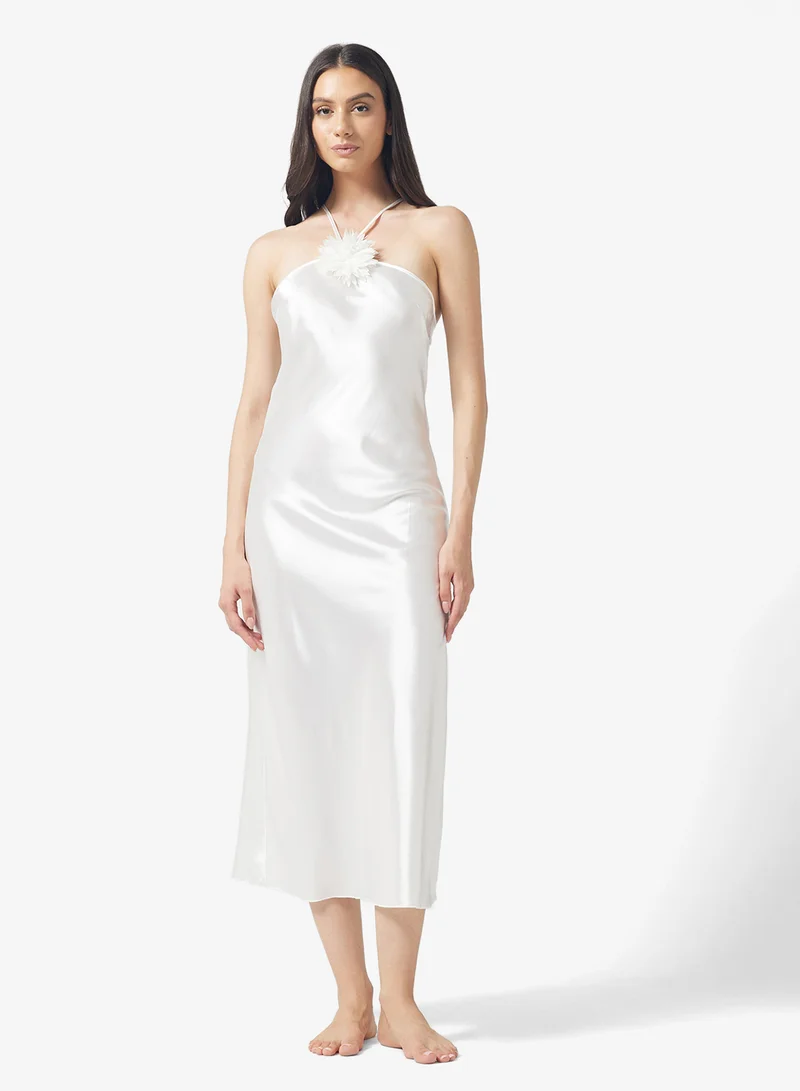 ELLA Halter Neck Night Dress With 3D Floral