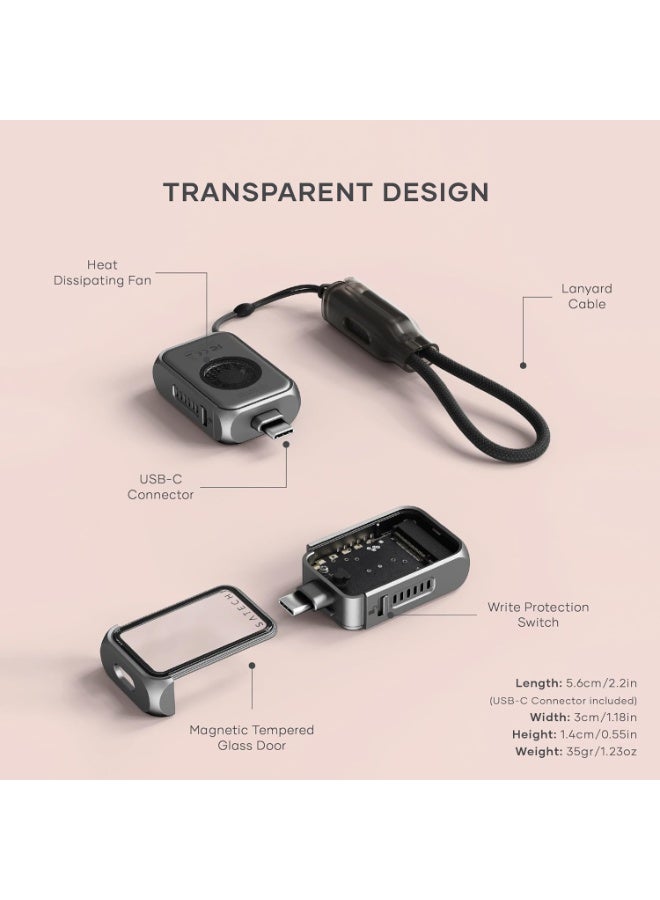Satechi M.2 NVMe Mini SSD Enclosure with 10Gbps Transfer Speed, Up to 2TB SSD Storage, Active Auto Cooling, Compact and Portable USB-C Case, Supports NVMe 2230 SSD (SSD Not Included) - Image 5