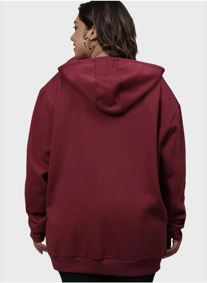 Instafab Plus Front Pocket Printed Hoodie