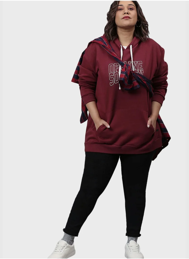 Instafab Plus Front Pocket Printed Hoodie