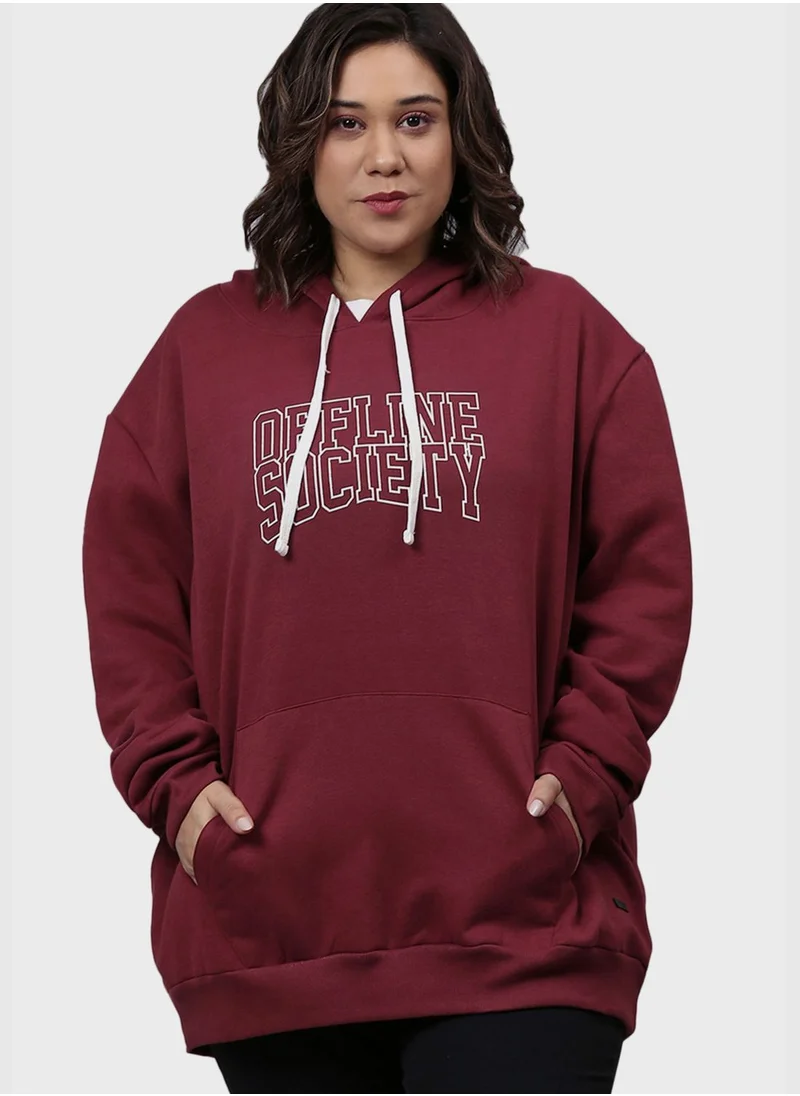Instafab Plus Front Pocket Printed Hoodie