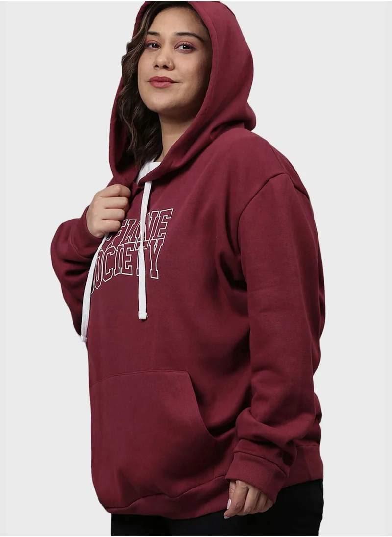 Instafab Plus Front Pocket Printed Hoodie