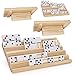 plusvivo Domino Racks with Stand Set of 4 Mexican Train Dominoes Set Trays Wooden Domino Holders for Mexican Train and Other Domino Games for Kids Adults Hobbies Indoor Activities Family Fun - Image 2