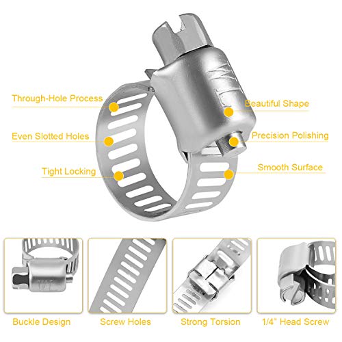 WIN-LONG Winlong 1/2'' Stainless Steel Hose Clamps - 24PK Size 4 Small Worm Gear Drive Hose Clamps Clamping Range 1/4 Inch to 5/8 Inch (6mm-16mm) for Automotive Plumbing, 1/4'' Clamps, 1/2'' Clamps - Image 4