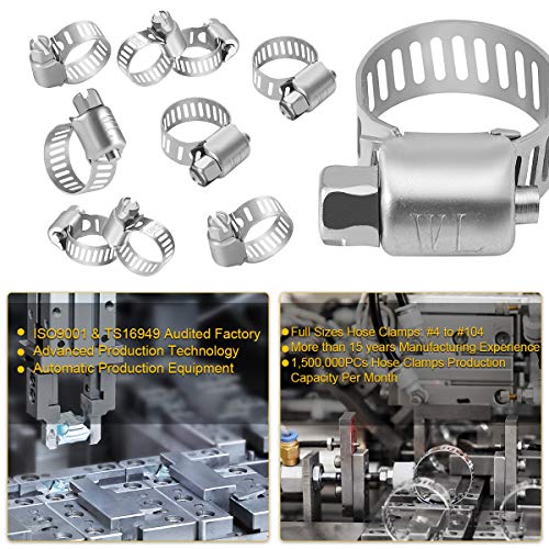 WIN-LONG Winlong 1/2'' Stainless Steel Hose Clamps - 24PK Size 4 Small Worm Gear Drive Hose Clamps Clamping Range 1/4 Inch to 5/8 Inch (6mm-16mm) for Automotive Plumbing, 1/4'' Clamps, 1/2'' Clamps - Image 5