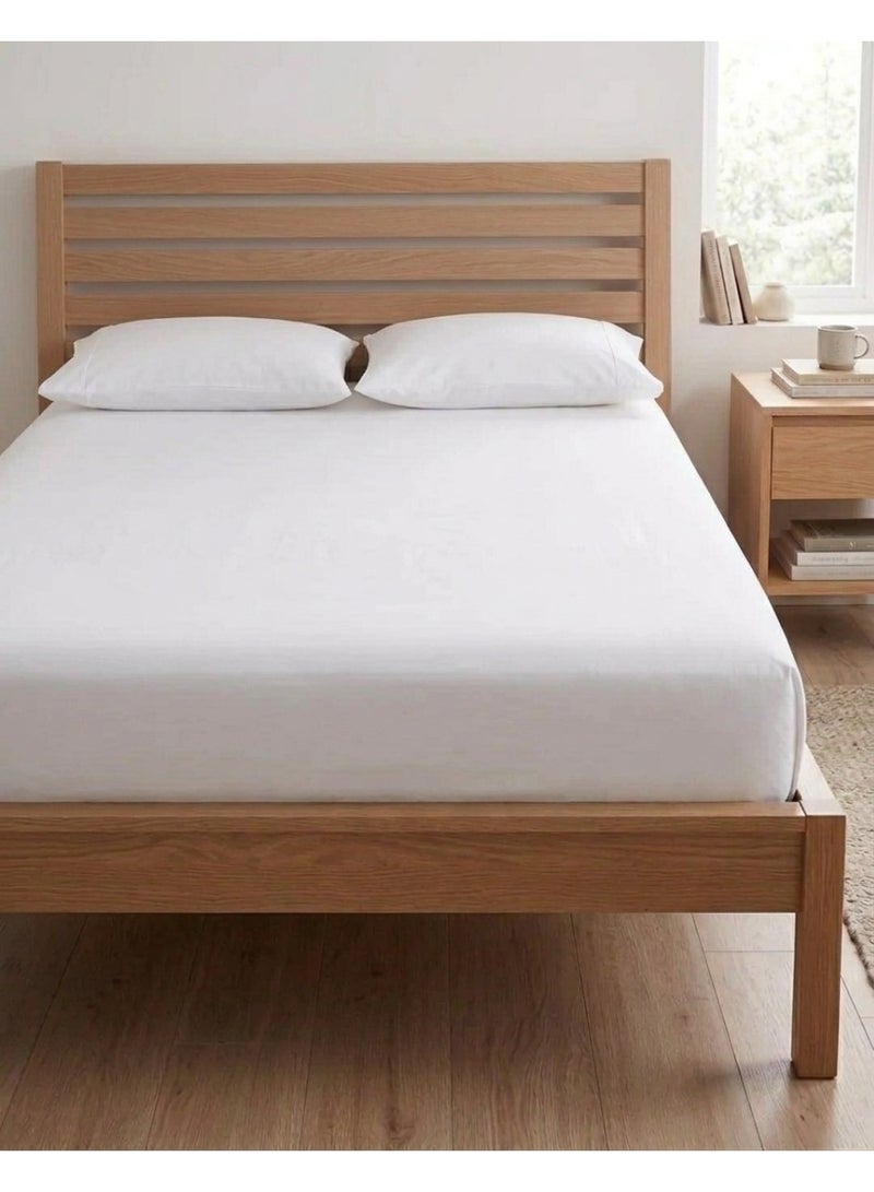 Rishahome King Size 3-Piece White Bedsheet Set, Flat Sheet (220x240 cm) & 2 Pillow Cases - Image 2