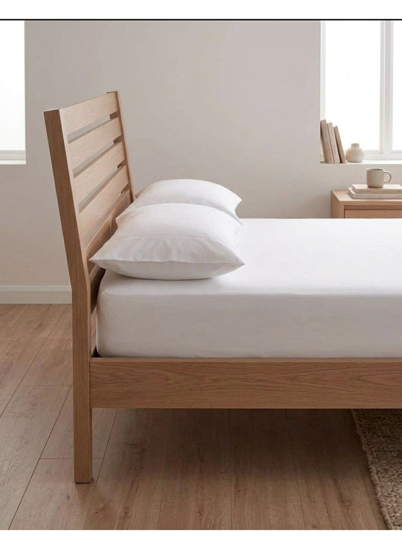 Rishahome King Size 3-Piece White Bedsheet Set, Flat Sheet (220x240 cm) & 2 Pillow Cases - Image 3