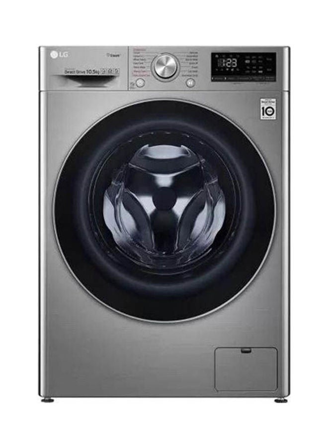 LG 10.5 Kg Front Load Washing Machine 1400 RPM Steam+, With AI DD Technology 10.5 kg F4V5RYP2T Silver - Image 1