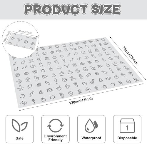 Resholder 40 Pcs 28" x 47" Disposable Splat Mat for Under High Chair Baby Floor Mats Waterproof Splash Biodegradable Multipurpose for Baby Activity LED Weaning Supplies Home (Food) - Image 2