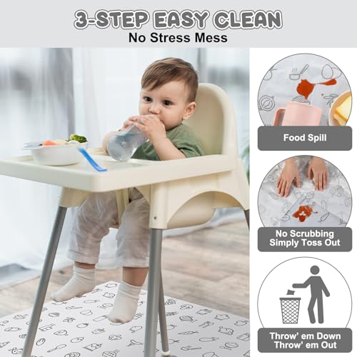 Resholder 40 Pcs 28" x 47" Disposable Splat Mat for Under High Chair Baby Floor Mats Waterproof Splash Biodegradable Multipurpose for Baby Activity LED Weaning Supplies Home (Food) - Image 4
