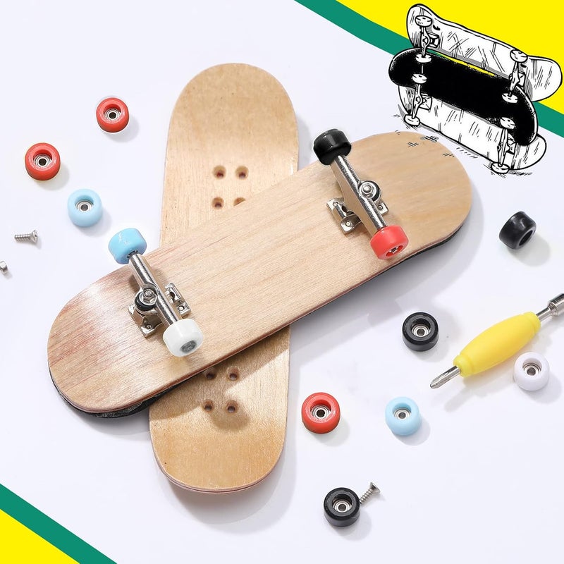 Zhehao 20 Pieces Fingerboard Tool Set Bearing Wheels with 4 Pieces Tool Screwdriver and Nut Driver Compatible with Most Fingerboard TrucksWhite Black Red Light Blue - Image 5