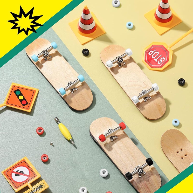 Zhehao 20 Pieces Fingerboard Tool Set Bearing Wheels with 4 Pieces Tool Screwdriver and Nut Driver Compatible with Most Fingerboard TrucksWhite Black Red Light Blue - Image 4