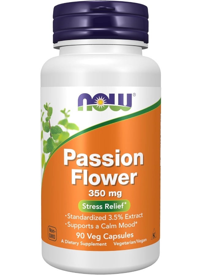 now Supplements, Passion Flower (Passiflora Incarnata) 350 Mg, Natural Stress Relief*, 90 Veg Capsules - Image 1