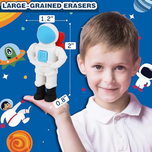 Halobios Erasers Set for Kids Space Astronaut Pencil Eraser Bulk for Kids Take Apart Puzzle Erasers for Classroom Prizes Game Reward Egg Fillers Back to School Gift for Boys and Girls Desk Pets - Image 5