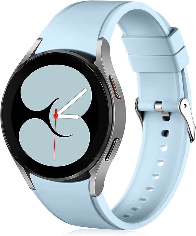 PEFKO PSS33 20MM No Gap Arc Edge Silicone Replacement Bands / Straps Compatible for Samsung Galaxy 4 Band & Galaxy 5 Band 44mm 40mm / Watch 5 Pro Bands 45mm/4 Classic Bands 46mm 42mm, 20mm Sport Strap Wristbands for Men Women Unisex【 👉 Only Silicone Watch Strap ⌚ Watch NOT Included 】 (20MM, SKY BLUE) - Image 1
