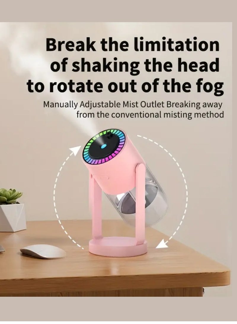 DIGI CORE Humidifiers For Bedroom With Night Light Cool Mist Humidifier For Home And Car Star Projector Galaxy Night Light Aroma Diffuser 280ML Rotating Head With Multimode Operated With Light Pink/Clear - Image 2