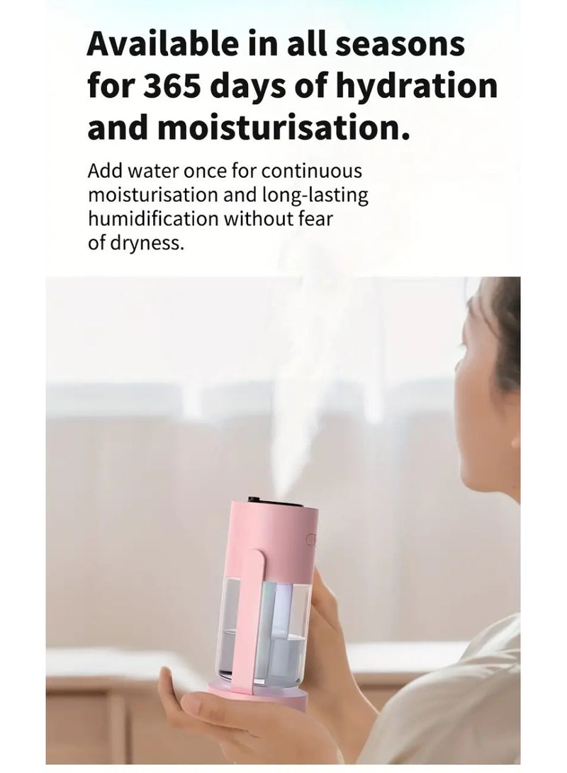 DIGI CORE Humidifiers For Bedroom With Night Light Cool Mist Humidifier For Home And Car Star Projector Galaxy Night Light Aroma Diffuser 280ML Rotating Head With Multimode Operated With Light Pink/Clear - Image 3