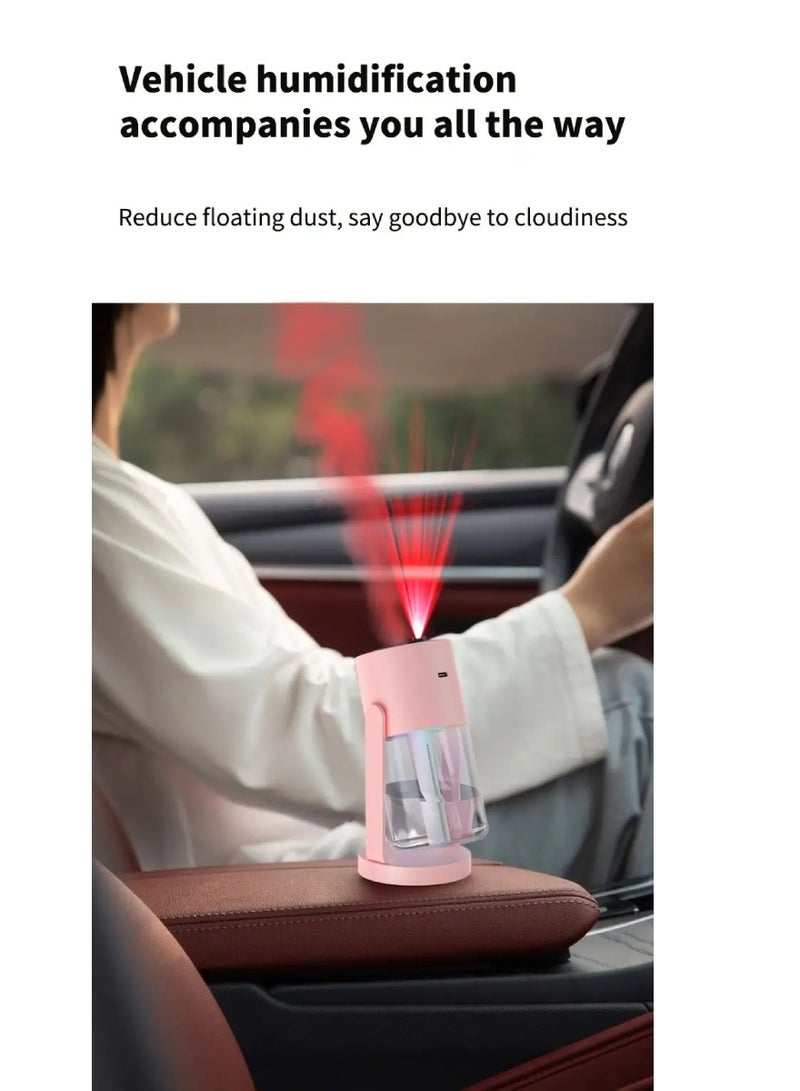 DIGI CORE Humidifiers For Bedroom With Night Light Cool Mist Humidifier For Home And Car Star Projector Galaxy Night Light Aroma Diffuser 280ML Rotating Head With Multimode Operated With Light Pink/Clear - Image 4