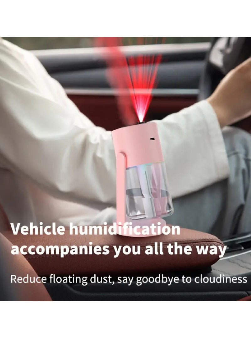 DIGI CORE Humidifiers For Bedroom With Night Light Cool Mist Humidifier For Home And Car Star Projector Galaxy Night Light Aroma Diffuser 280ML Rotating Head With Multimode Operated With Light Pink/Clear - Image 5