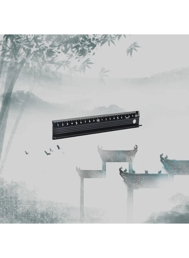 Multifunctional Aluminum Straight Ruler Set 7.87 Inch Three Sizes With Cutting Protection And Non Slip Pad Industrial Grade Measuring Tool - Image 1