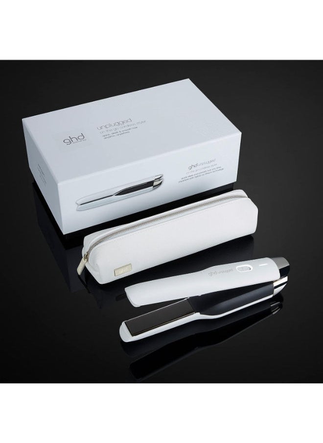 ghd مكواة فرد الشعر المسطحة اللاسلكية Unplugged Styler 1، مكواة تمليس الشعر الاحترافية أثناء السفر مع علبة مقاومة للحرارة، شحن USB-C لمدة 20 دقيقة من الاستخدام، أبيض  - Image 2