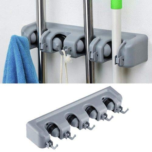JAPP Holder Broom Mop Organizer Heavy Quality Mop Broom Holder Hard Plastic Grey Color - Image 1