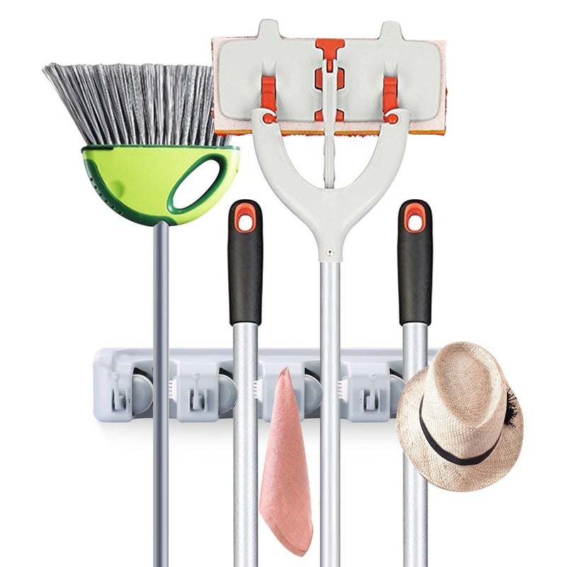 JAPP Holder Broom Mop Organizer Heavy Quality Mop Broom Holder Hard Plastic Grey Color - Image 3