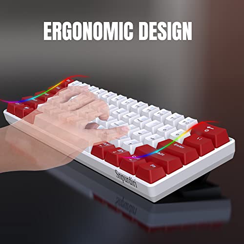 Snpurdiri Wired 60% Mechanical Gaming Keyboard, White LED Backlit Ultra-Compact Mini Office Keyboard for Windows Laptop PC Mac (Red-White, Red Switches) - Image 5