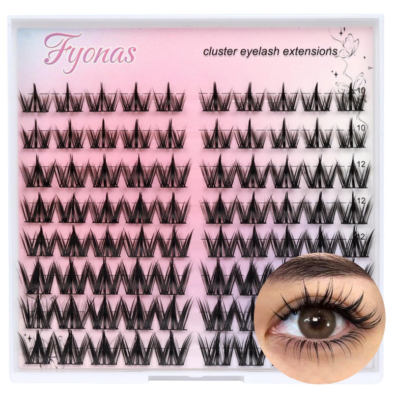Fyonas Lash Clusters Manga Eyelash Clusters Spiky Cluster Eyelash Extensions 80Pcs C Curl Individual Lashes Volume Anime Lash Clusters with Thin Band Cosplay Lashes DIY at Home Cutey