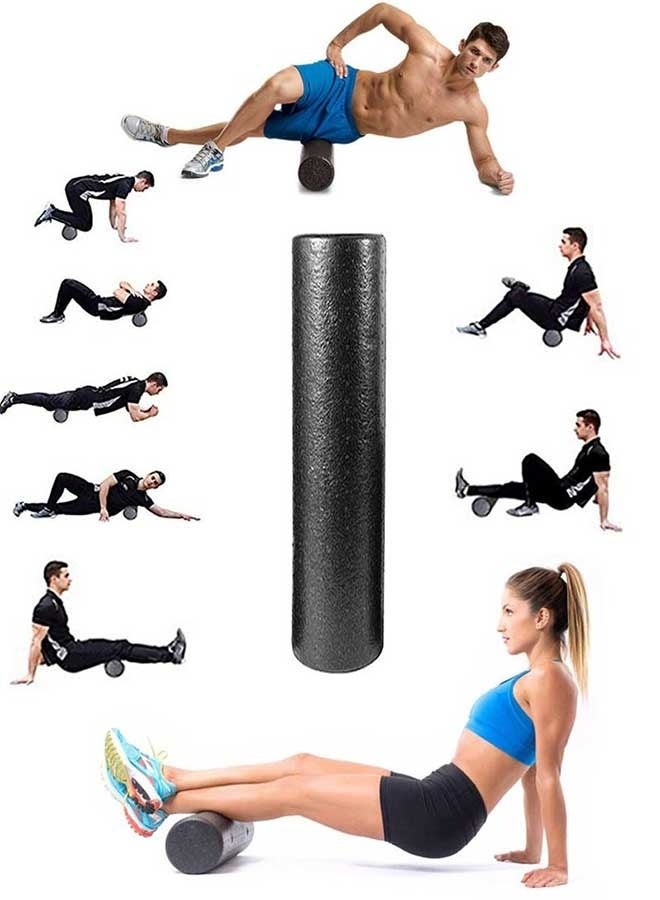 رَوَائِد عالية الكثافة رغوة اليوغا لفة للرجلين الخلفيين ممارسة تدليك العضلات التعافي و لتخفيف الألم كبيرة للياقة البدنية الحماسة من جميع المستويات 60 سم مثالي لتطوير النواة والقدرة على التحمل - Image 1