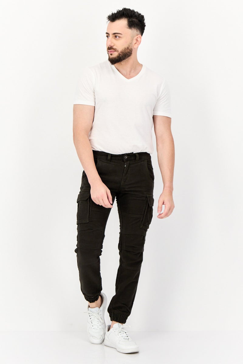 GAS Men Regular Fit Solid Cargo Pants, Dark Olive - Image 4