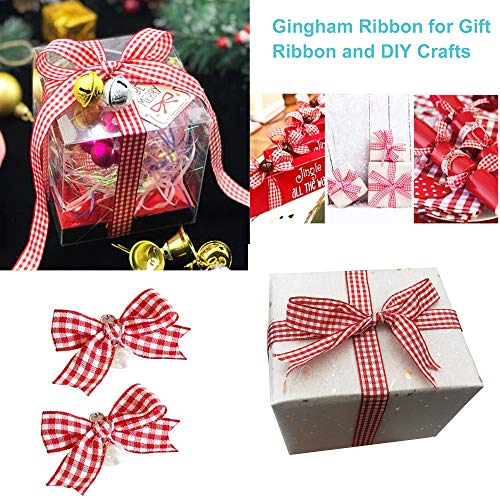 DAYEDZ Red and White Gingham Ribbon, 5/8" x 25Yd Roll Picnic Craft Red Buffalo Ribbon for Crafts Hair Accessories and Christmas Gift Wrapping,5/8 Inch Polyester Woven Edge +60" Tape Measurement - Image 5