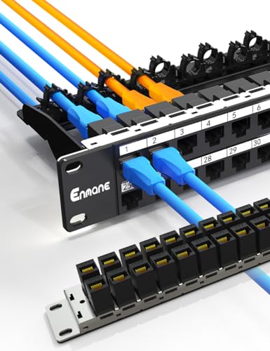 Enmane 1U 48 Port Patch Panel Cat6 RJ45 Passthrough Patch Panel EC Listed UTP with Smart Cable Management for 19inch Rackmount - Image 1
