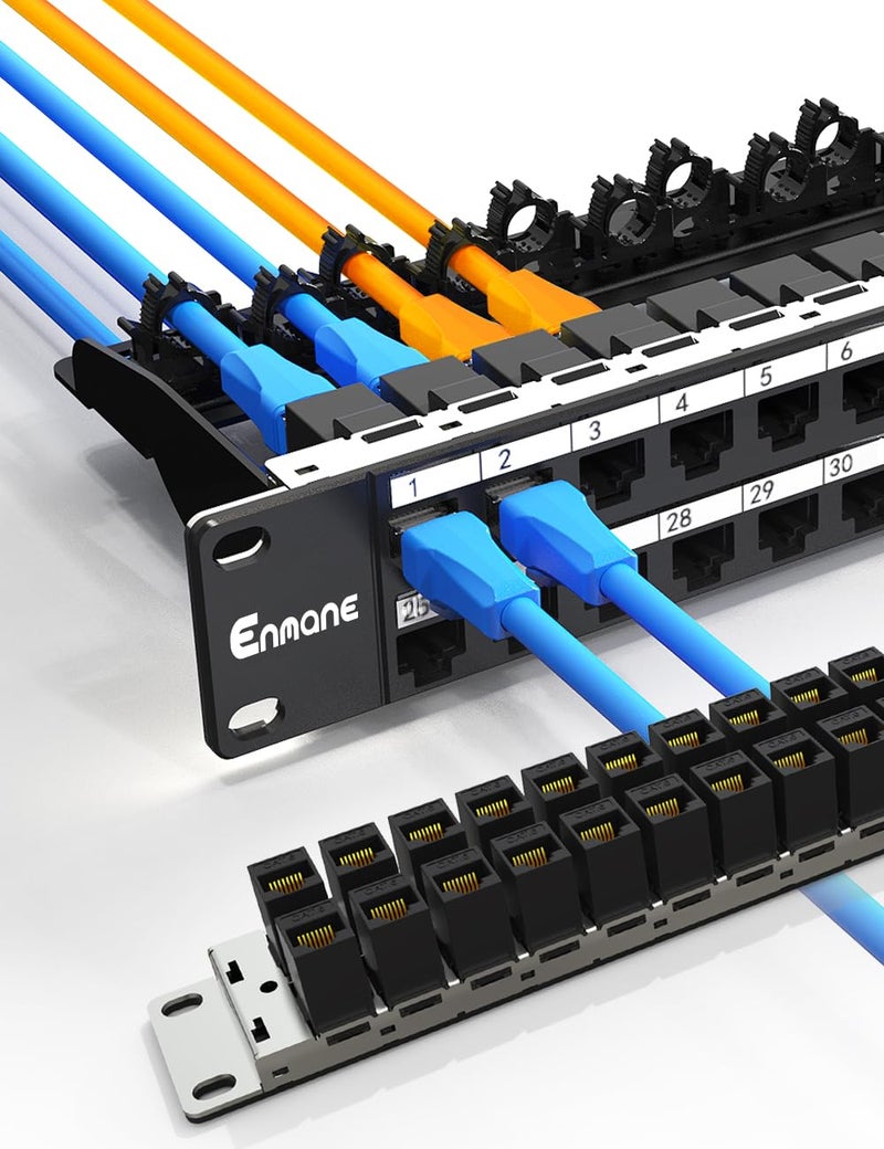 Enmane 1U 48 Port Patch Panel Cat6 RJ45 Passthrough Patch Panel EC Listed UTP with Smart Cable Management for 19inch Rackmount - Image 2