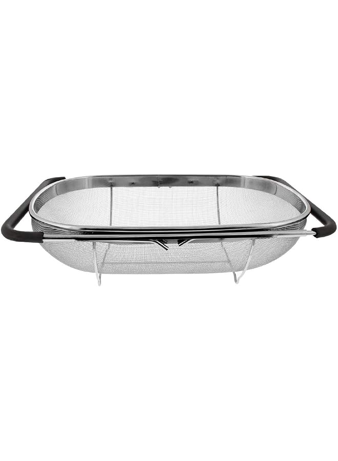 S-TOP Over the Sink Colander Strainer Basket Stainless Steel, For Kitchen Sink with Rubber Grip, Fine Mesh, Large Kitchen Gadgets Tools, Expandable Home Kitchen Essentials - Image 1