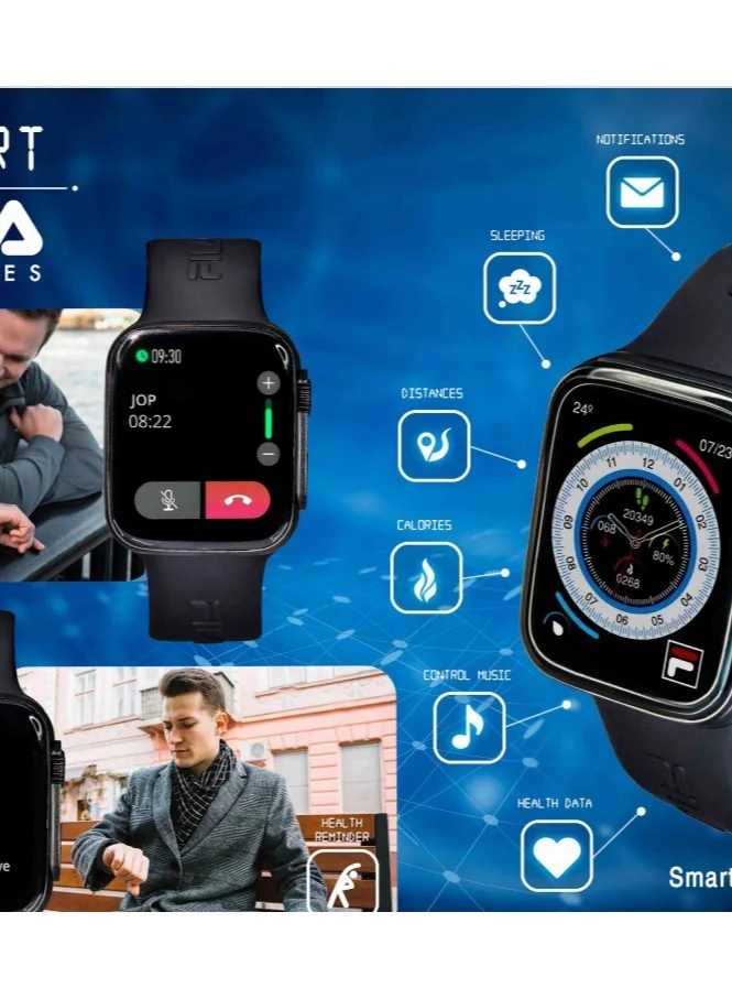 FILA Fila Unisex Heart Rate Monitor Smartwatch, SW/37, size 45mm