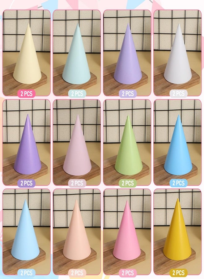Gtziqa 24 Pcs Mini Birthday Party Hats, Pastel Rainbow Party Hats, Multicolor Paper Cone Hat for Women Men, Parties Headwear Birthday Celebration Parties Supplies, Decoration Supplies - Image 2