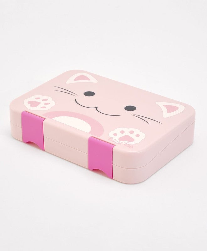 Bonfino Lunch Box, Cat Theme, Easy to Carry, Leak-Proof Lid, Microwave Safe, 3 Years+, 22 x 15.5 x 5cm - Pink - Image 1