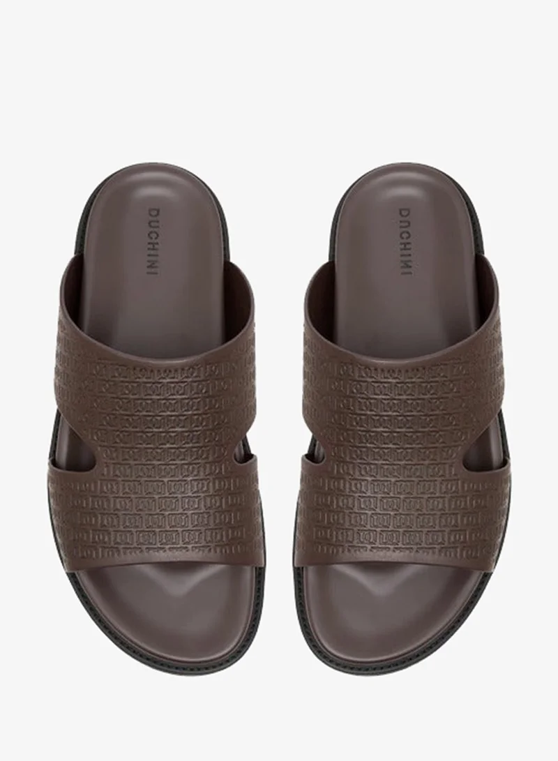 DUCHINI Men's Logo Embossed Slip-On Comfort Sandal